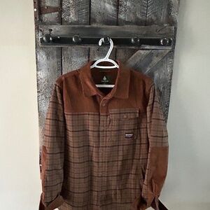 Wood's Men's Brown Corduroy & Plaid Snap Button Lined Shacket - Size Small
